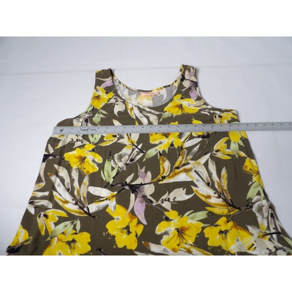 Evri Large Floral Yellow Dress Long Maxi High Low Sleeveless Flowy Boho Casual - Picture 10 of 11